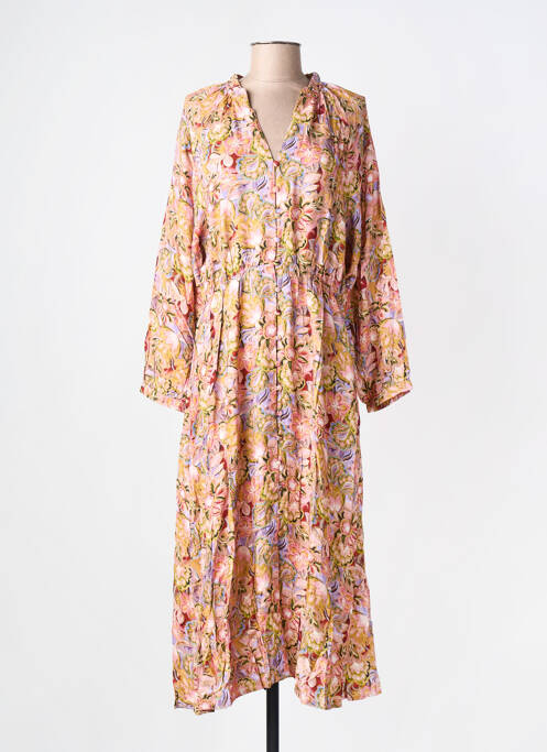 Rochie midi imprimeu floral mâneci lungi roz LA PETITE ETOILE femme