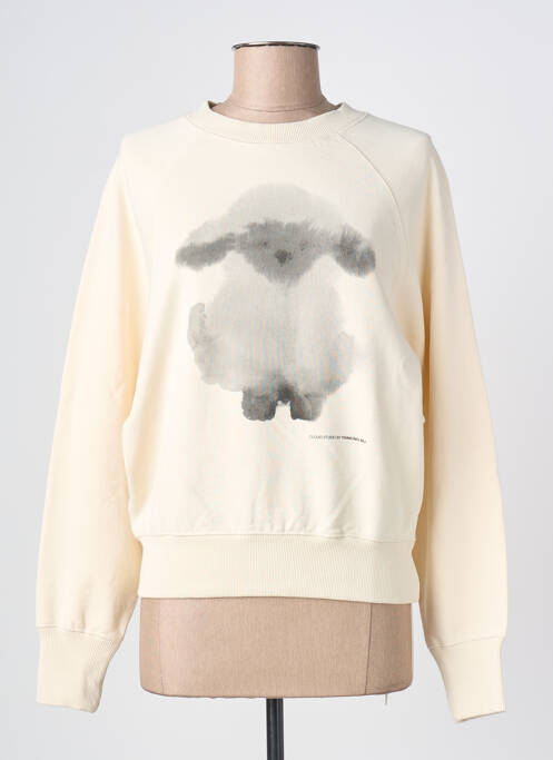 Hanorac serigrafie flockată mâneci lungi bej THINKING MU femme