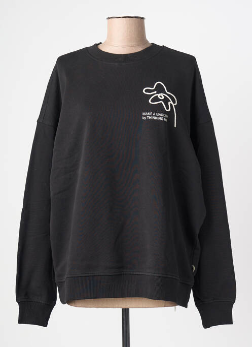 Hanorac serigrafie flockată mâneci lungi negru THINKING MU femme