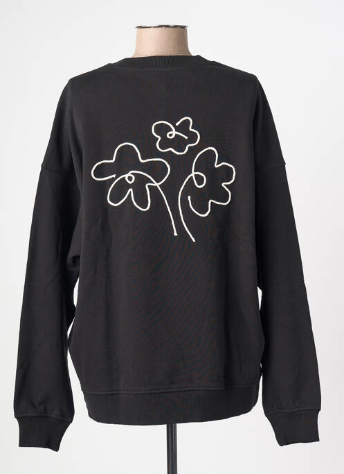 Hanorac serigrafie flockată mâneci lungi negru THINKING MU femme