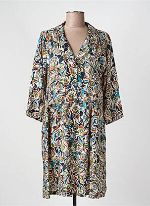 Rochie scurtă imprimeu floral mâneci 3/4 bej PAKO LITTO femme