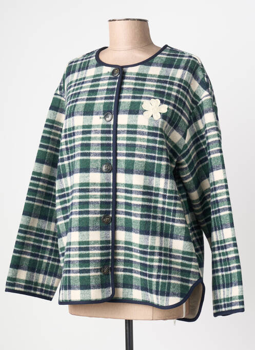 Jachete casual guler rotund verde ICHI femme