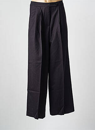Pantalon larg țesătură poplin talie înaltă negru GRACE & MILA femeie