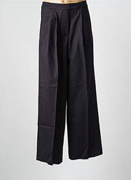 Pantalon larg țesătură poplin talie înaltă negru GRACE & MILA femeie