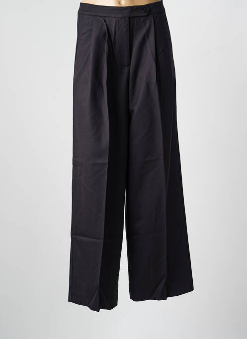 Pantalon larg închidere cu fermoar sub clapetă cu nasturi talie înaltă negru GRACE & MILA femme