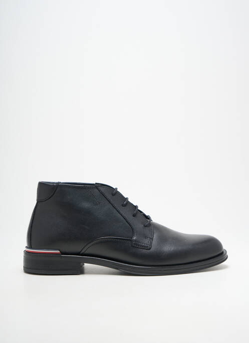 Botine/ghete țesătură satinată toc mic negru TOMMY HILFIGER homme