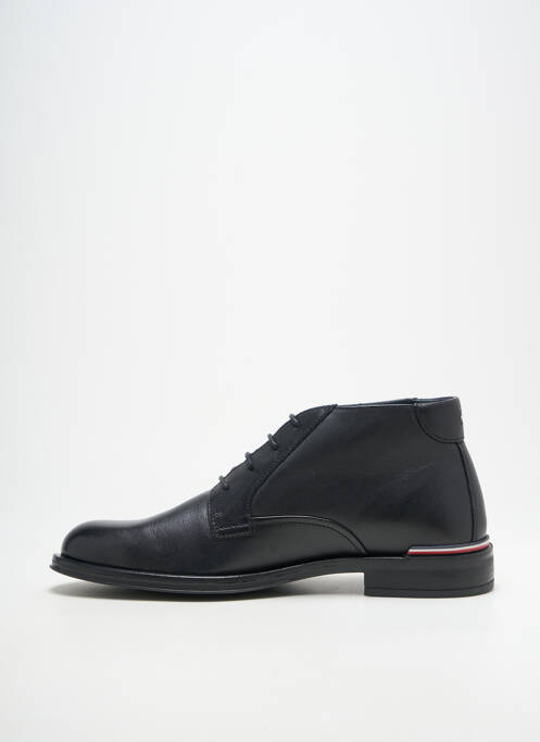 Botine/ghete țesătură satinată toc mic negru TOMMY HILFIGER homme
