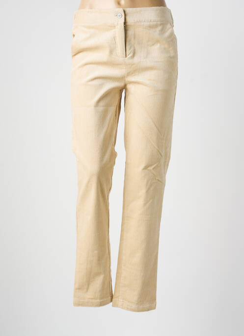 Pantalon chino închidere cu fermoar sub clapetă cu nasturi talie înaltă bej ESPRIT DE LA MER femme