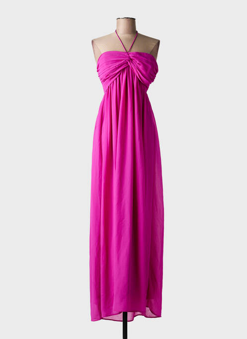 Rochie lungă țesătură crep fără mâneci roz ONE STEP femme