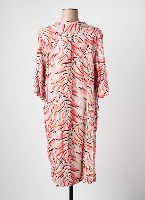 Rochie midi mâneci 3/4 mâneci 3/4 roz SIGNATURE femme