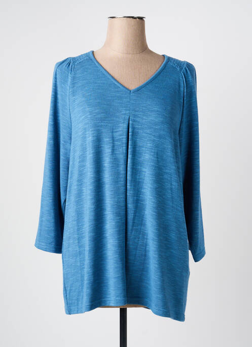 Tricou guler în v mâneci 3/4 albastru CISO femme