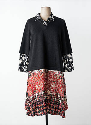 Rochie midi imprimeu fantezie mâneci lungi negru FRANCK ANNA femeie