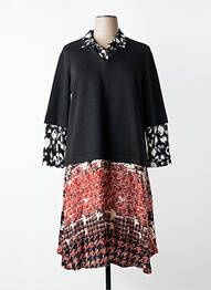 Rochie midi imprimeu fantezie mâneci lungi negru FRANCK ANNA femme