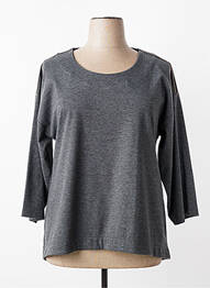 Top guler rotund mâneci 3/4 gri FRANCK ANNA femme
