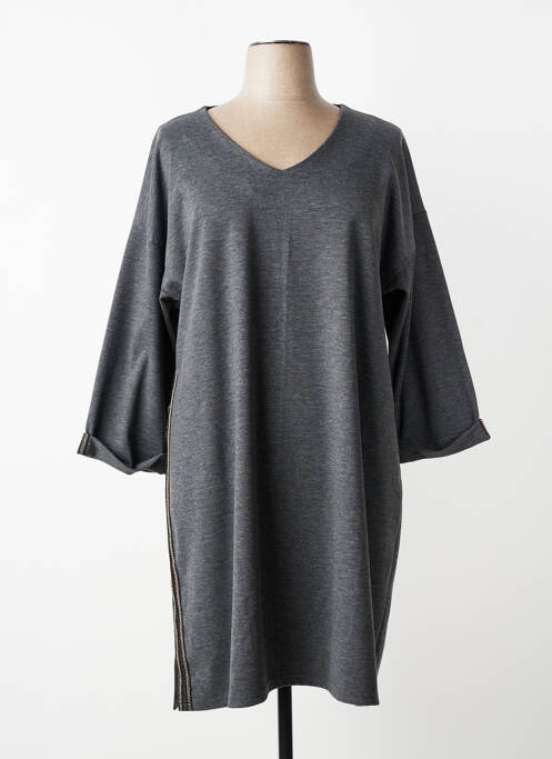 Rochie midi mâneci lungi mâneci lungi gri FRANCK ANNA femme