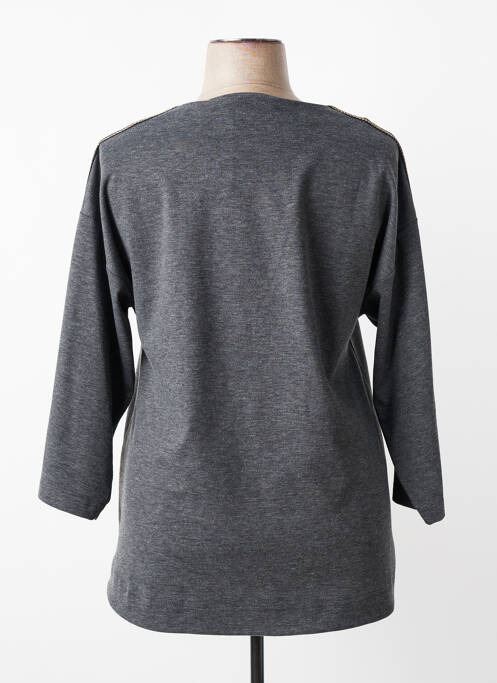 Top guler rotund mâneci 3/4 gri FRANCK ANNA femme