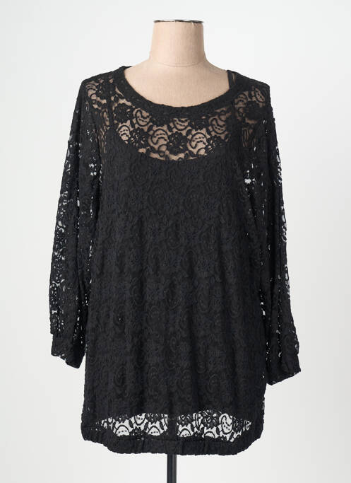 Tunică mâneci lungi guler rotund negru SIGNATURE femme