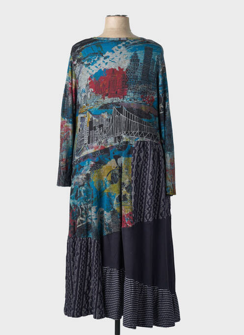 Rochie lungă mâneci lungi mâneci lungi albastru ORIENTIQUE NATURALLY femme
