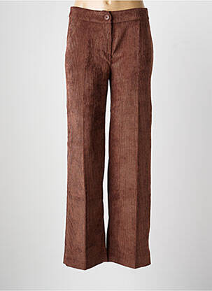 Pantalon drept închidere cu fermoar sub clapetă cu nasturi mărime normală maro SIGNE NATURE femme