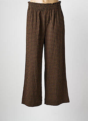 Pantalon larg țesătură poplin mărime normală maro INDI & COLD femme