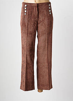 Pantalon drept închidere cu fermoar sub clapetă cu nasturi mărime normală maro SIGNE NATURE femme