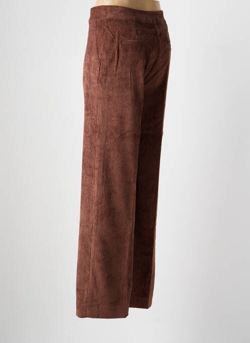 Pantalon drept închidere cu fermoar sub clapetă cu nasturi mărime normală maro SIGNE NATURE femme