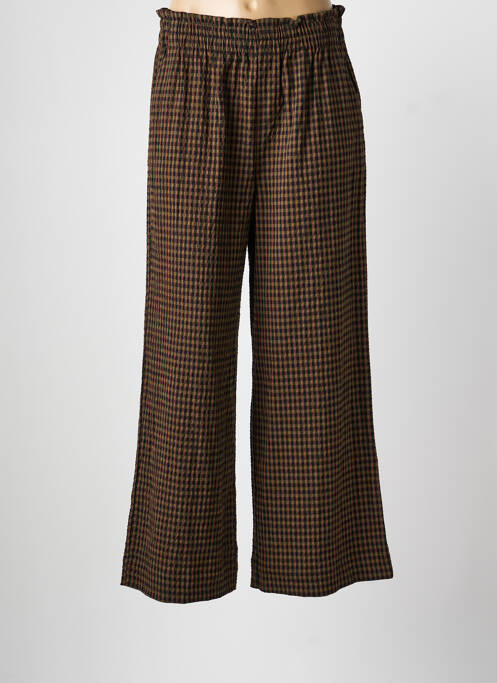 Pantalon larg țesătură poplin mărime normală maro INDI & COLD femme