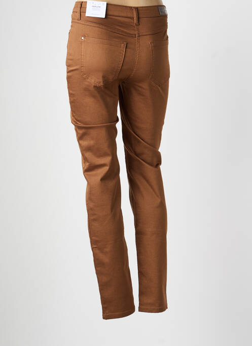 Pantalon slim țesătură poplin mărime normală maro BRANDTEX femme