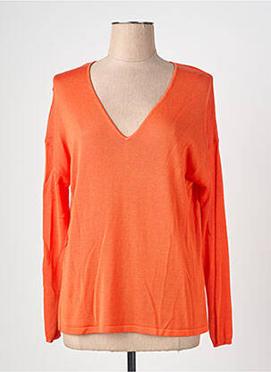 Pulover guler în v mâneci lungi portocaliu SURKANA femme