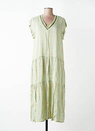 Rochie lungă croială evazată mâneci scurte verde GUITARE femme