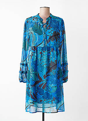 Rochie midi imprimeu floral mâneci lungi albastru EVA KAYAN femeie