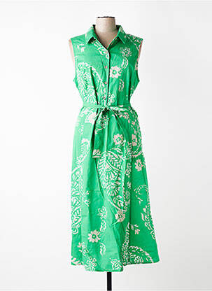 Rochie midi imprimeu floral fără mâneci verde SIGNE NATURE femeie