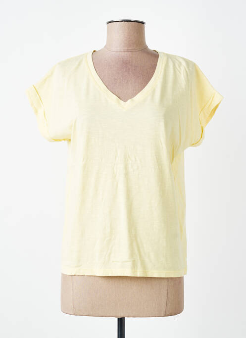 Tricou guler în v mâneci scurte galben GUITARE femme