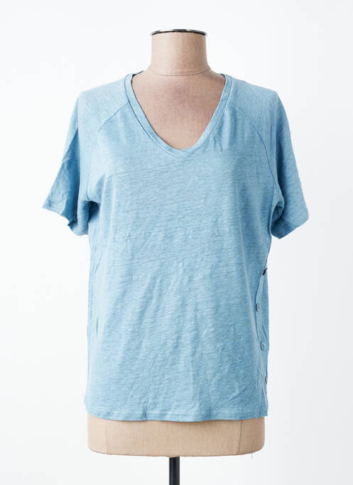 Tricou guler în v mâneci scurte albastru MAT DE MISAINE femme