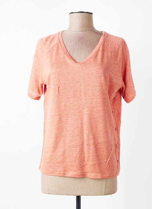 Tricou guler în v mâneci scurte portocaliu MAT DE MISAINE femme