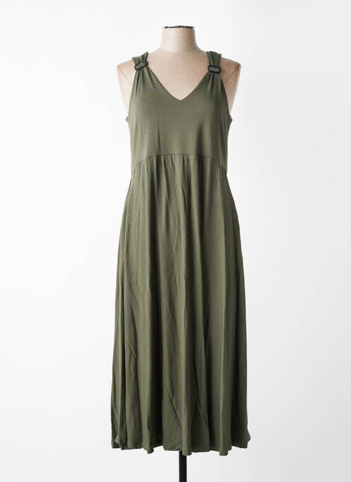 Rochie lungă croială cambrată bretele subțiri verde GUITARE femme