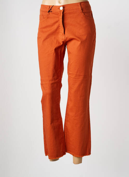 Pantalon 7/8 închidere cu fermoar sub clapetă cu nasturi portocaliu EAST DRIVE femme