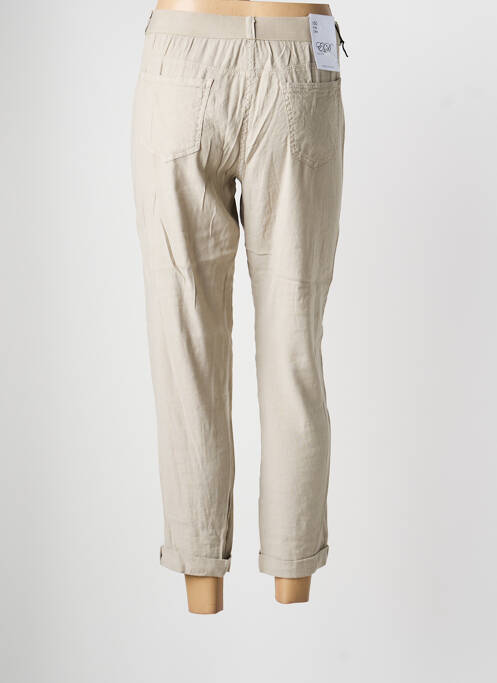 Pantalon 7/8 închidere cu fermoar sub clapetă cu nasturi bej EAST DRIVE femme