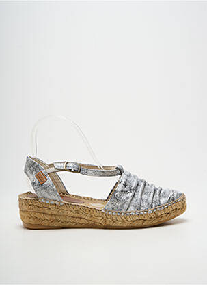 Espadrile țesătură satinată toc de 4 la 6 cm argintiu MONTANE femeie
