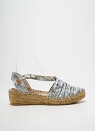 Espadrile țesătură satinată toc de 4 la 6 cm argintiu MONTANE femeie