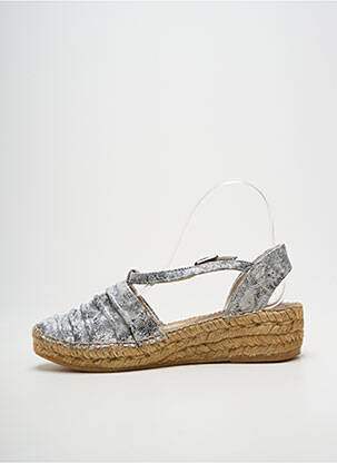 Espadrile țesătură satinată toc de 4 la 6 cm argintiu MONTANE femeie