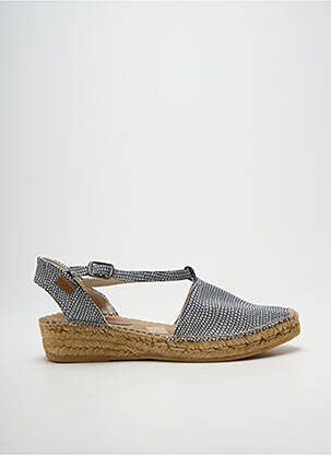 Espadrile țesătură satinată toc de 4 la 6 cm argintiu MONTANE femeie