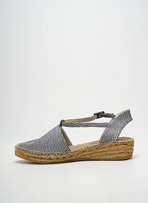 Espadrile țesătură satinată toc de 4 la 6 cm argintiu MONTANE femeie