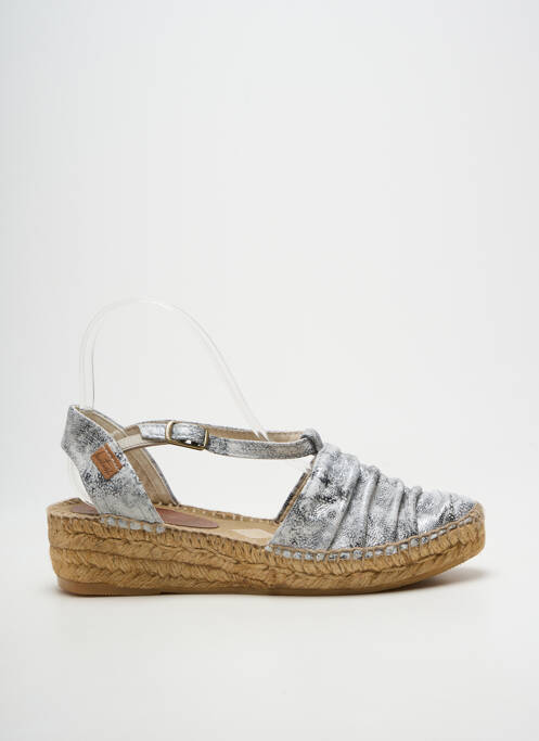 Espadrile țesătură satinată toc de 4 la 6 cm argintiu MONTANE femme