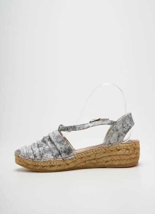 Espadrile țesătură satinată toc de 4 la 6 cm argintiu MONTANE femme