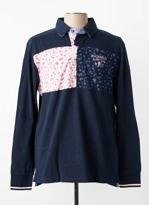Polo mâneci lungi mâneci lungi albastru MCS homme