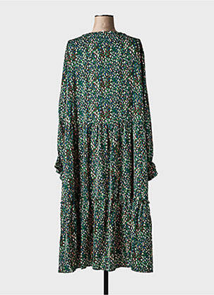 Rochie midi imprimeu fantezie mâneci lungi verde POMME ROUGE femeie