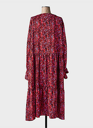 Rochie midi imprimeu fantezie mâneci lungi roșu POMME ROUGE femeie