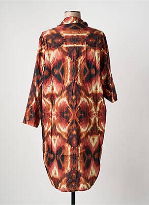 Rochie midi imprimeu fantezie mâneci lungi maro APRIL VINTAGE femeie