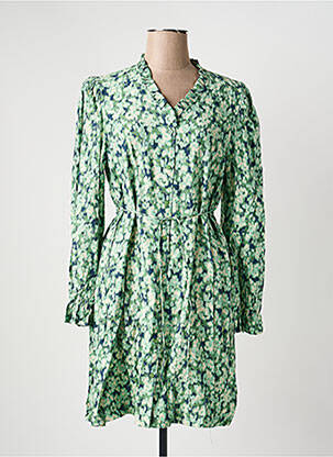 Rochie midi imprimeu fantezie mâneci lungi verde ICHI femme